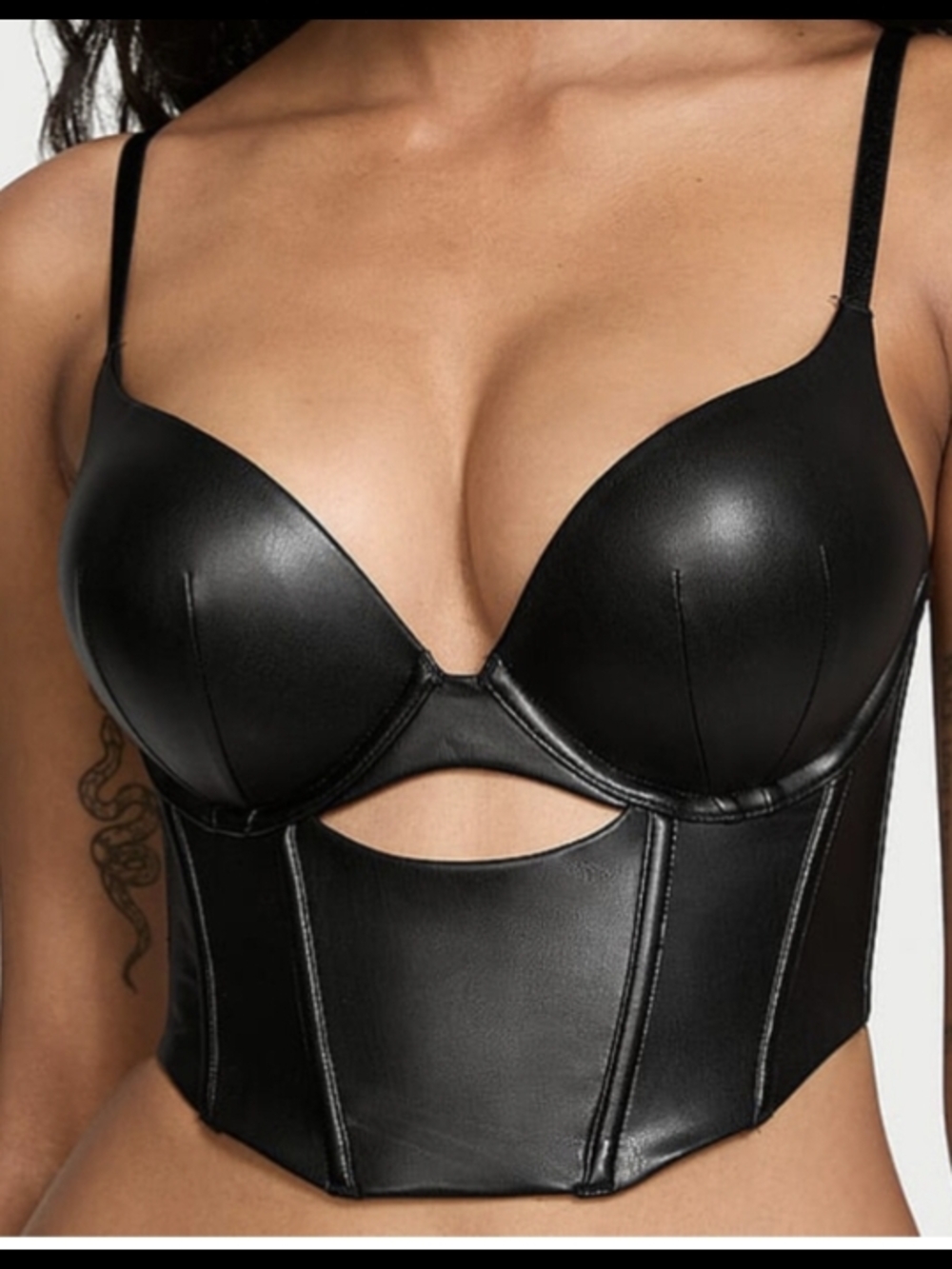 Victoria's Secret Bombshell Add-2-Cups Faux Leather Corset Top